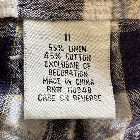 Penn State PSU Nittany Lion’s Plaid Linen/Cotton Blend Drawstring Shorts Size 11 - Picture 9 of 11